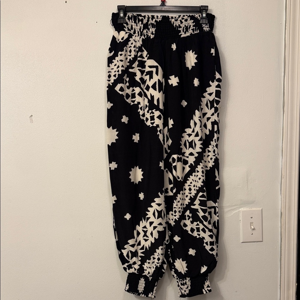Anthropologie Black and White Patterned Pants
